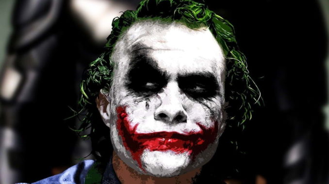 imagem de heath ledger como o vilão coringa