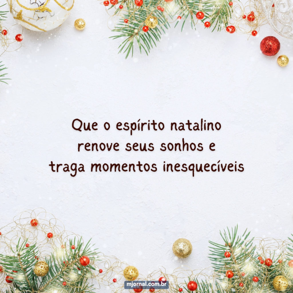 Arte natalina com frase curta para desejar um Feliz Natal