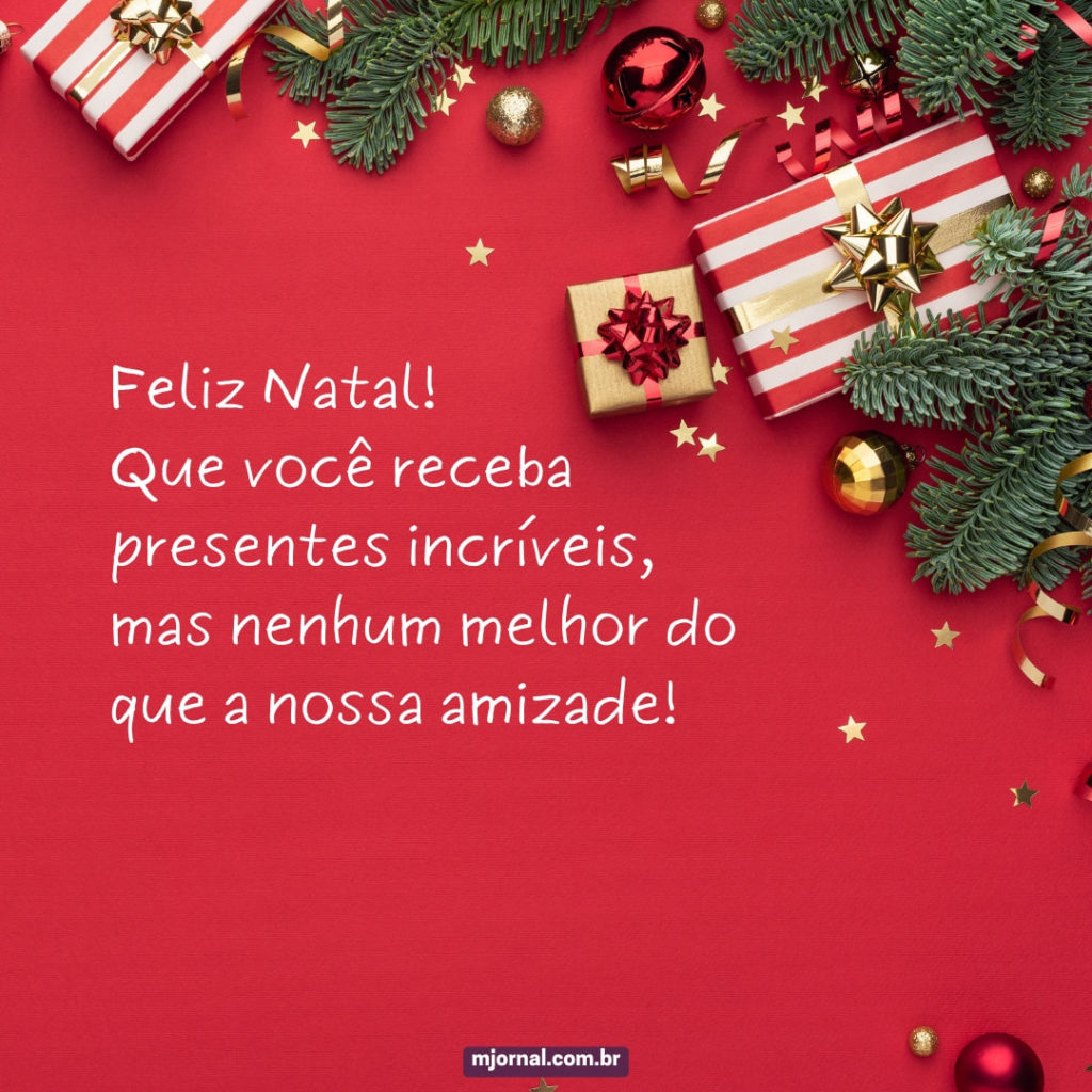 Cartão de Natal com mensagem natalina para amigos