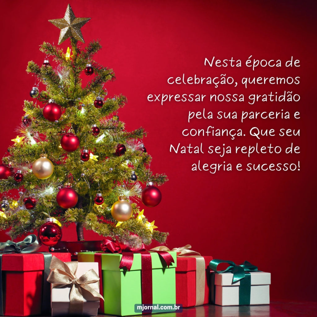 Cartão de Natal com mensagem inspiradora para clientes e parceiros comerciais